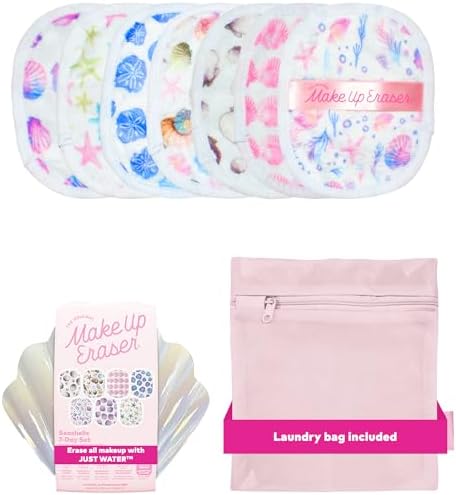 The Original MakeUp Eraser 7-Day Set, Erase All Makeup with Just Water, Including Waterproof Mascara, Eyeliner, Foundation, Lipstick, Sunscreen, and More! Seashells, 7ct. by MakeupEraser