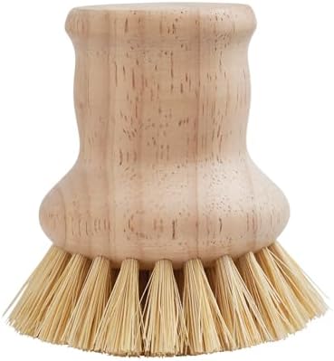 HIC Harold Import Co. Kitchen Natural Bristle Dish Pan Scrub Brush, Non-Scratch Natural Tampico Bristles with Wooden Handle by HIC