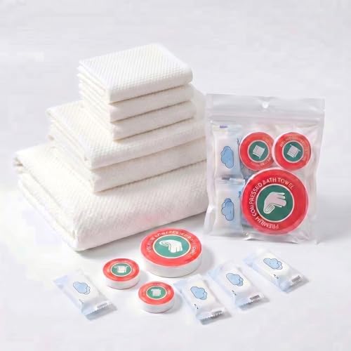 7-Pack Lightweight Disposable Compressed Travel Towel Set, 3 Sizes by Unknown