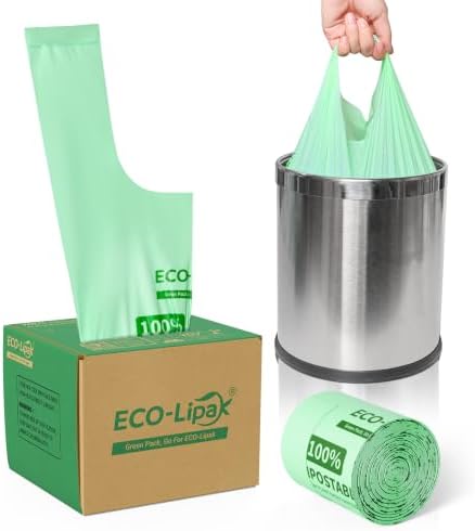 ECOLipak 2.6 Gallon 100ct Small Compostable Kitchen Trash Bags with Handles by ECOLipak