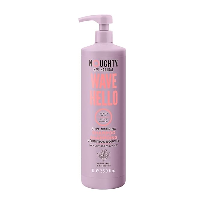 Noughty Wave Hello Curl Defining Large Shampoo (33.8fl.oz), Vitamin Rich Formula for Curly and Wavy Hair, 97% Natural Bulk Shampoo 33.8 oz, Sulfate Free, Vegan