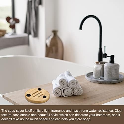 uxcell Wooden Soap Dish, 2Pack Natural Bamboo Soap Saver Tray Self Draining Soap Holder for Bathroom, Bathtub, Kitchen Sink - Image 6