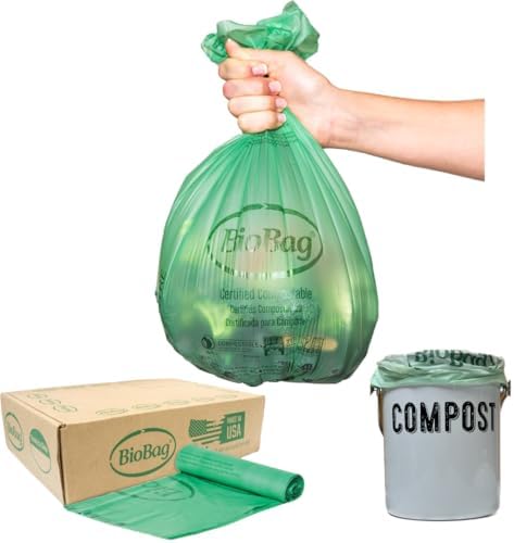2.6 Gallon Compostable Food Scrap Bags by BioBag, 100 Count, BPI Certified, Meets ASTM D6400 Standards, Made in USA, Kitchen Counter Bin Liners by BioBagAmericasInc
