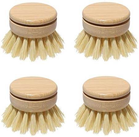 Wooden Washing Up Brush, 4PCS Replacement Brush Heads for Eco Dish Brush, Eco Bamboo Dish Brush, Natural Dish Brush, Kitchen Eco Bamboo Scrubber Brushes for Washing and Cleaning by Unknown