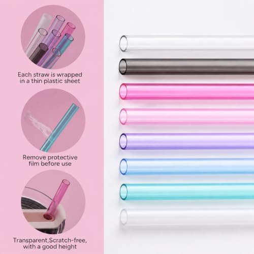 Replacement Straws Compatible with 30 oz Stanley Quencher Tumbler, 10.5 Inch Reusable Straws, Drinking Cup Accessories,Purple - 6 Pack - Image 4