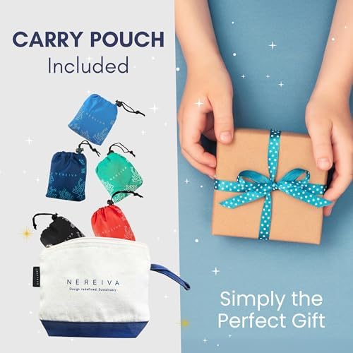 5 Pack in a Carry Pouch, Large Foldable Reusable Grocery Shopping Tote Bags - Image 4