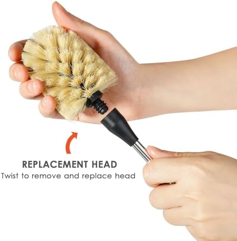 Bottle Cleaning Brush with 2 Replaceable Heads, 15 in, Yellow - Image 3