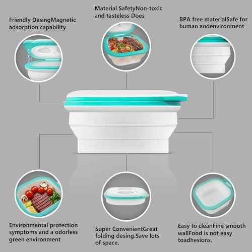Silicone Food Storage Containers, Camping Bowl with Lids Collapsible, Freezer & Dishwasher Safe, Reusable 30 Oz Lunch Box for Camping Travel Fruit - Image 3