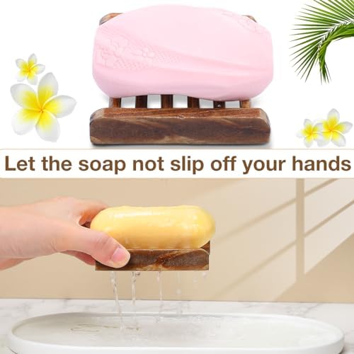 Amyhill 25 Pcs Bamboo Soap Dish Bulk Soap Holder Draining,Charcoal Color - Image 5