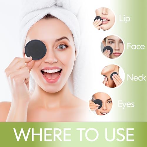 20 Pcs Reusable Makeup Remover Pads - Gray Bamboo Reusable Cotton Rounds with Laundry Bag - Image 2
