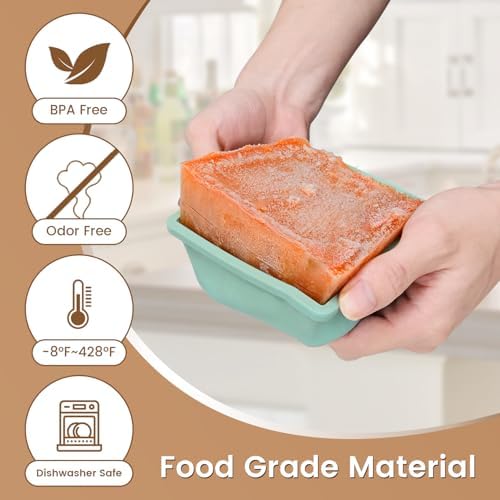 Silicone Freezer Tray for Soup Ice Cubes: 2-Cup Freezing Trays with Lid for Meal Prep - 4Pack Silicon Soup Portion Freeze Tray Make Stock Souped Ice Cube - Image 2