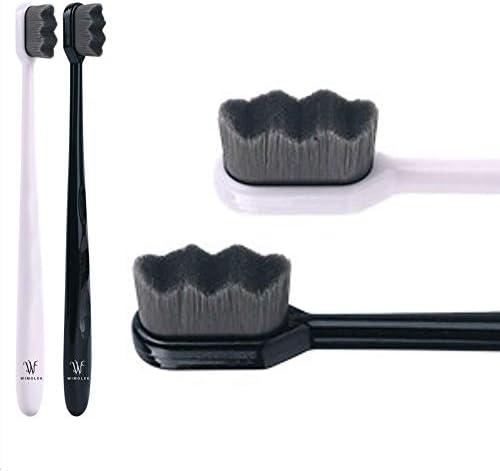 Wimolek Extra Soft Toothbrush for Sensitive Gums and Teeth. Micro Nano Toothbrushes with 20,000 Ultra Soft Bamboo Charcoal Bristles. Excellent Cleaning Effect (2 Pack) (Black Wave Bristle) by Wimolek