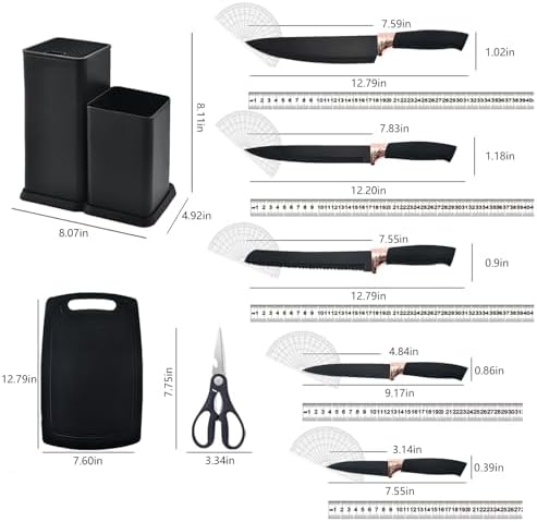 Cooking Utensils Set,19 Kitchen Set Utensils Set with 11 Pieces Spatula Cooking Utensils,Heat Resistant Silicone Utensils 6 Piece Sharp Knife Set 2 Pieces Utensil Cutting Board (Black 19 PCS Set) - Image 6