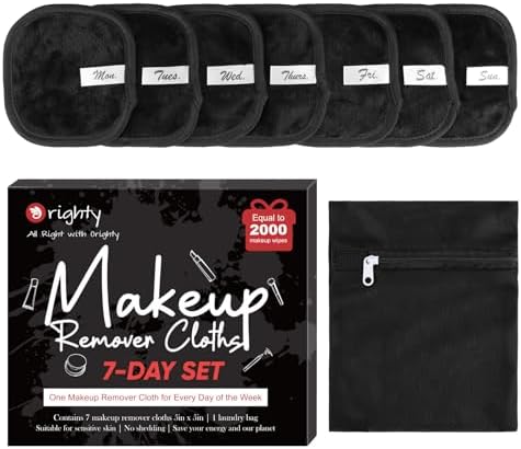 Orighty Makeup Remover Cloths 7-Day Set, Black Makeup Remover Pads by AllRightinOrighty
