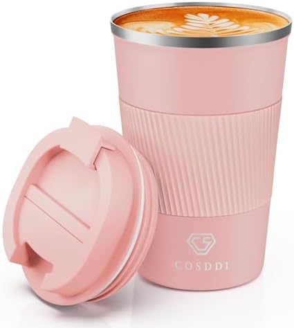 CS COSDDI 12 oz Coffee mug - Stainless Steel Coffee Cup with Leakproof Lid by CSCOSSDI
