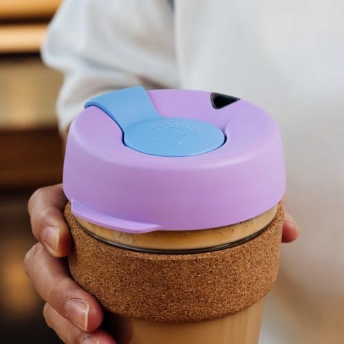 KeepCup Brew Cork, Reusable Glass Tumbler with Natural Cork, Short Coffee Cup 8oz / 227ml - Moonlight - Image 6