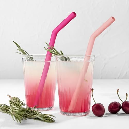 NiHome 6-Pack Wide Reusable Bent Silicone Straws for Smoothies, Milkshake - Image 2