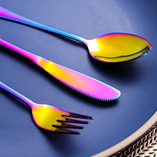 SAOSHYPEI Travel Utensils with Case, 4-Piece Stainless Steel Set, Rainbow - Image 3
