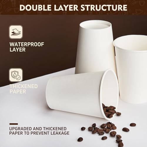 YEEHAW 16 oz 500 Pack White Disposable Paper Coffee Cups - Image 6