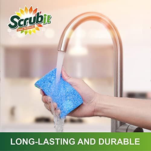 SCRUBIT Multi-Use Scrub Sponge – Non-Scratch Kitchen Sponges for Dishes, Pots & Pans - Heavy Duty & Odor-Free Rippled Scrubbing Pad, Designed for Tough Cleaning Jobs, 6 Count - Image 7