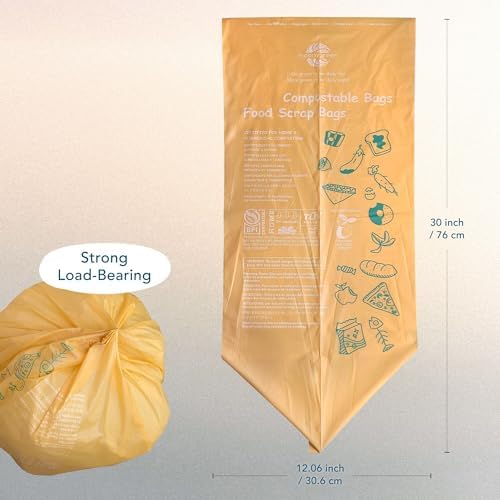 Compostable Trash Bags 13 Gallon, Tall Kitchen Heavey Duty Food Waste Bags, Extra Thick, Certified US BPI ASTM D6400, 49.2 Liter, 50 Count - Image 2