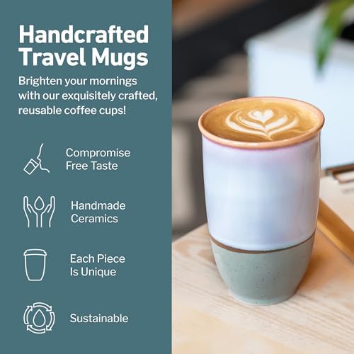 NOVA CERAMICS Travel Mug – Portable Coffee Tumbler – Unique to Go Mug – Microwave & Dishwasher Safe Purple Coffee Tumbler - Gifts for Women Men Him Her – 12oz – Horizon - Image 2