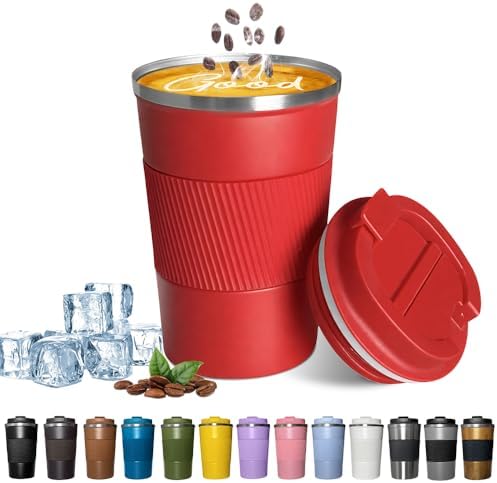 Insulated Travel Coffee Mug, Stainless Steel Coffee Cup with Leakproof Lid by YINBAOGE