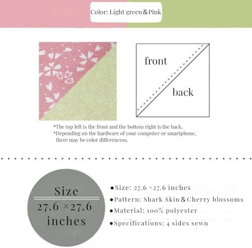 Furoshiki Japanese Wrapping Cloth - Large 27.6 Inch Reversible Eco Gift Wrap, Reusable Bento Bag Christmas Birthday, Cherry Blossom Design (Leaf Green & Pink) - Image 5