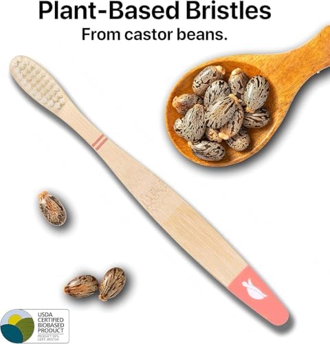 Sea Turtle Plant-Based Bristles, Soft Bamboo Toothbrushes, Individually Sealed for Kids (10 Pack) - Image 2