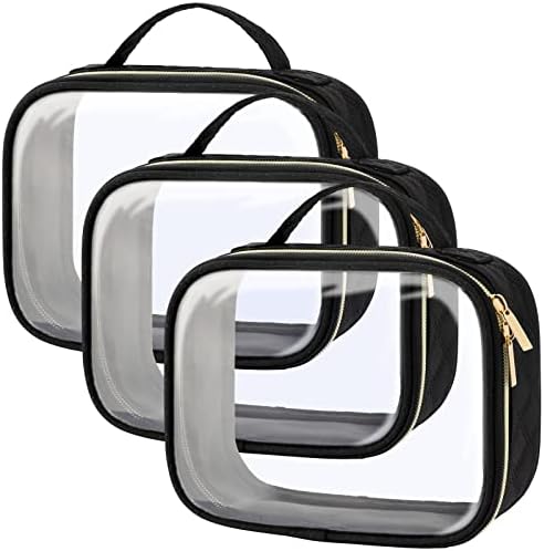PACKISM Clear Makeup Bag Travel - TSA Approved Toiletry Bag, 3 Pack Black by Packism