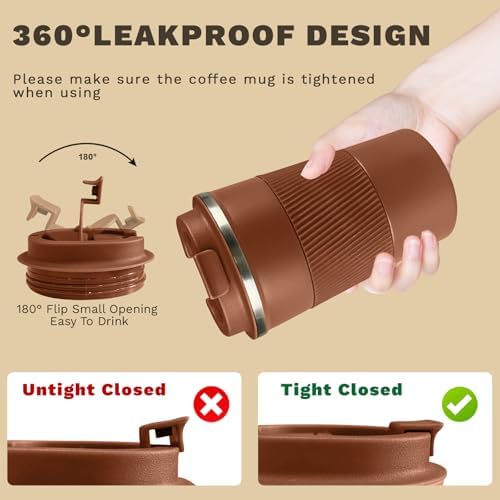 Vacuum Insulated Stainless Steel Travel Coffee Mug,Leak Proof Cup with Lid - Image 5
