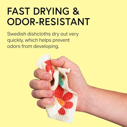 Swedish Wholesale Dishcloths Reusable 8" x 7" Sponge Cloths, Bulk 10 Pack of High Absorbent Cellulose Dish & Kitchen Cleaning Hand Towels, Wring to Dry & Machine Wash, Odor Resistant, Red Flower - Image 6
