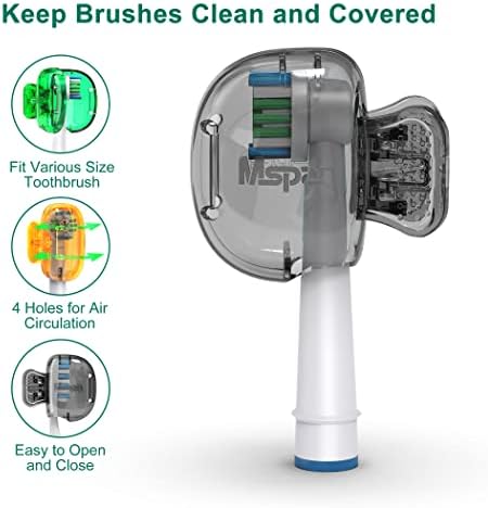 Mspan Electric Toothbrush Cover Cap: Brush Head Protector Cute Plastic Clip Pod - Toothbrush Travel Case for Traveling & Home - 4 Packs - Image 3