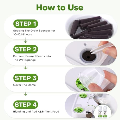 Ahopegarden 86PCS Hydroponic Pods Kit: Grow Anything Herb Kits with 600ml A&B Plant Food, 40 Grow Sponges, 40 Labels, 1 Tweezer - Hydroponics Supplies for Aerogarden&Most Brand Herb Garden - Image 6