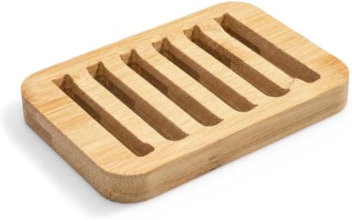 Bamboo Soap Dish, Soap Holder Soap Case Sponge Tray Sponge Drain Rack for Kitchen & Bathroom by PEFWO