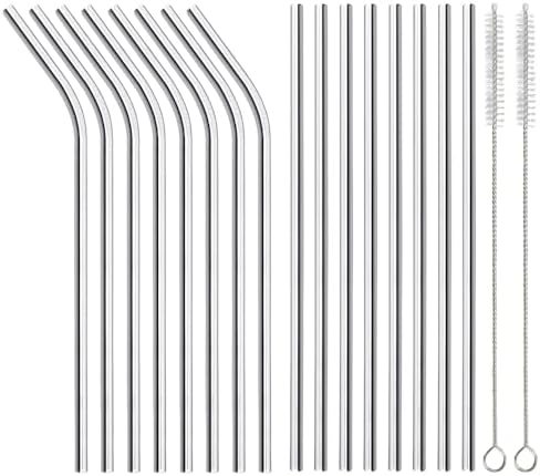 16 Pack of Reusable Stainless Steel Metal Straws by Auckpure