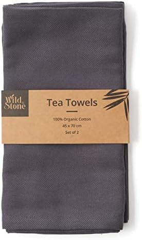 Wild & Stone Organic Cotton Tea Towels, Set of 2, GOTS Certified, 27x19 in by Wild+%26+Stone