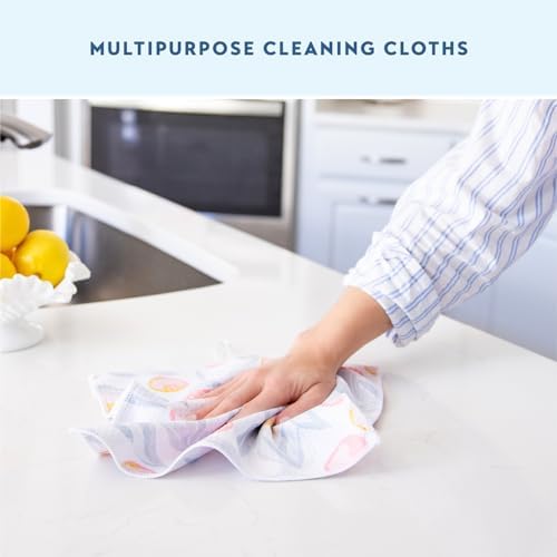 ELYN Microfiber Kitchen Dish Cloth Set, Quick-Dry & Absorbent Waffle Weave Cleaning Towels, Set of 6 Wash Cloths, Paper Towels & Sponge Alternative (Painterly Floral & Grid) - Image 5