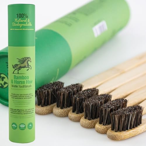 Gaia Guy Soft Natural Bristle Bamboo Toothbrush (NO Nylon - Horsehair ONLY) - Totally Compostable & Biodegradable Soft Horse Hair Bristle and Bamboo Toothbrushes - Zero Waste - 6-Pack by GaiaGuy