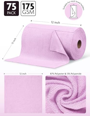 Fantasticlean Microfiber Cleaning Cloth Roll-75 Sheets, 12" x 12" (Purple) - Image 6