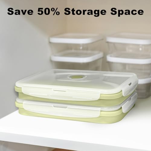 Collapsible Food Storage Containers with Airtight Lid & Vent Valve, 40.5oz - Image 3