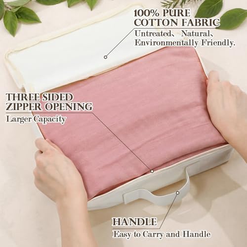 Shinymoon 3 Set 100% Cotton Packing Cubes 3 Sizes Regular Beige - Image 2
