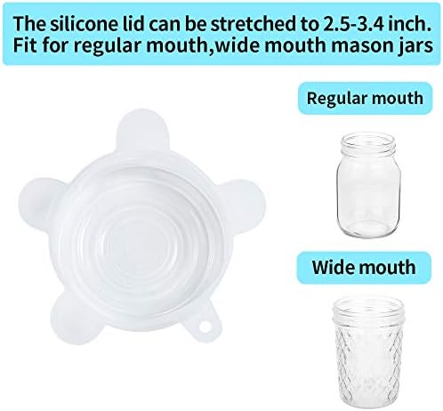 Webake Silicone Stretch Lids 10 Pack for Regular and Wide Mouth Mason Jar, Reusable Silicone Stretch Lids(Stretched to 3.5 inch), Sealed Durable Food Storage Covers Suit for Jar, Cans, Pot - Image 2