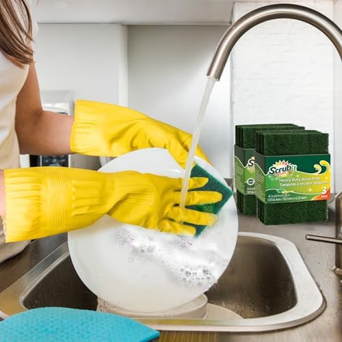 SCRUBIT Scouring Pads - Heavy Duty Scrub Pads for Cleaning Dishes - Non-Scratch - Reusable - Green (50, Green) - Image 4