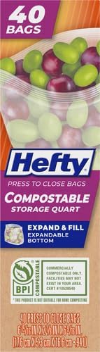 Hefty Compostable Press-To-Close​ Quart 40 Count (Pack of 12) - Image 2