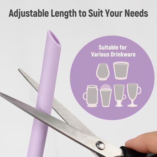 NiHome 6-Pack Wide Reusable Bent Silicone Straws for Smoothies, Milkshake - Image 3