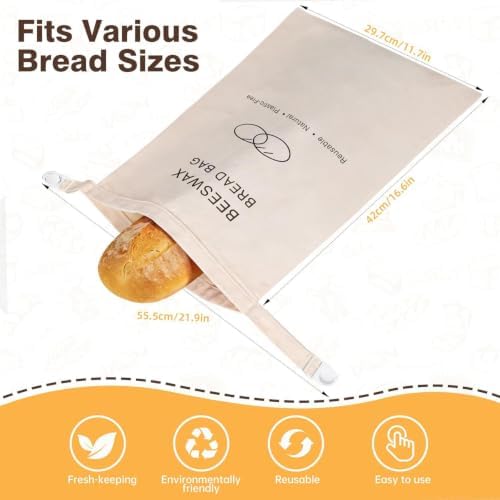 Beeswax Bread Bag for Sourdough Homemade Bread Bags, Reusable Food Storage - Image 2