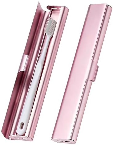 Portable Toothbrush Travel Case: Breathable & Dirt-Proof Hotel Camping Outdoor - Aluminum for Storage Recyclable Traveler (1, Rose Gold) by betevie