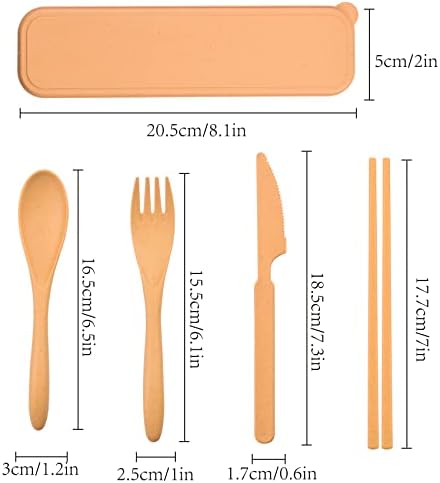 Zoyiancy 4 Sets Cutlery Set, Reusable Spoon Knife Fork Chopsticks Lunch Box - Image 4