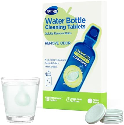 Water Bottle Cleaning Tablets, 18 Pack Bottle Clean Tablet Hydration Bladder Cleansing Tablets for Hydration Bladder, Water Bottle, Individually Packed, Apple Flavor - Image 2
